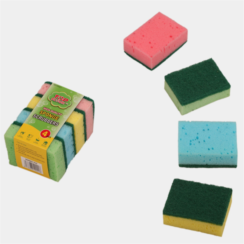 Multicolored Sponge Scrubbers for Kitchen